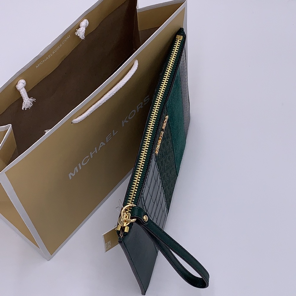 Michael Kors JST XL Zip Clutch Wristlet - Racing Green Multi - Picture 9 of 14